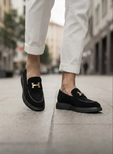 Mocasini barbati H, casual, negri, piele eco, comozi , H02